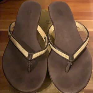 UGG leather sandal with 3” cork heel